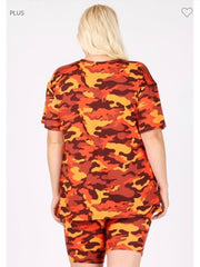 19 SET-A {Final Call} Orange Camo Print Short Set PLUS SIZE 1X 2X 3X***SALE***