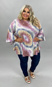 93 PQ-A {Lavender Burst} Lavender Tie Dye Top EXTENDED PLUS SIZE 3X 4X 5X