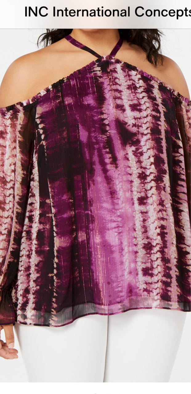 OS-A  M-109 {INC} Purple Tie Dye Cold Shoudler Top *SALE*  Retail $79.50 ***FLASH SALE***