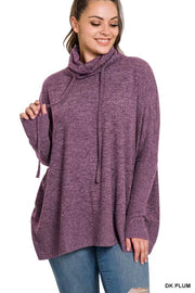 55 SLS-C {Warm Hugs} Dark Plum Cowl Neck Top SALE!!  PLUS SIZE 1X 2X 3X