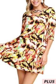 47 PQ-B {Brighten My World} Abstract Print w/Pockets PLUS SIZE 1X 2X 3X