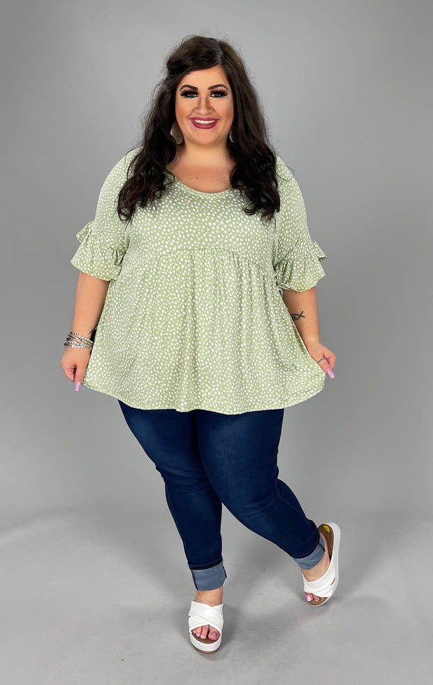 99 PSS-I {Making It Count} Light Sage Printed V-Neck Top SALE!!  PLUS SIZE 1X 2X 3X
