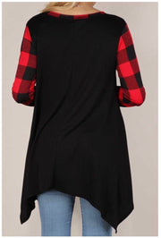 GT-A {Hello My Deer}  Black Red Plaid Deer Graphic Tunic SALE!!! PLUS SIZE XL 2X 3X