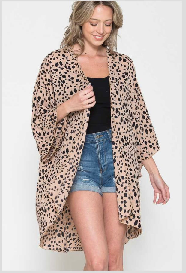 91 OT-I {Confident Lady} Mocha/Black Leopard Print Kimono PLUS SIZE 1X 2X 3X SALE!!!