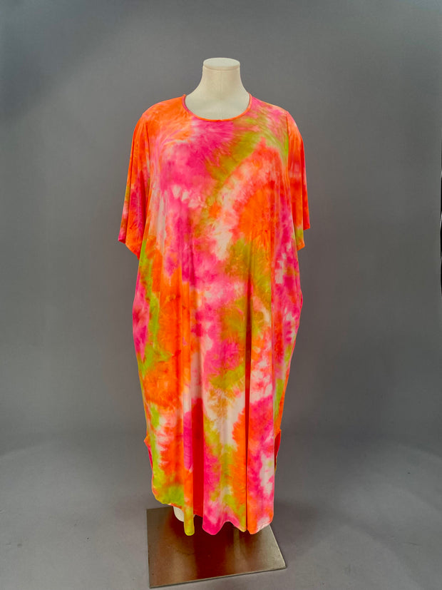 LD-V {Worth The Effort} Orange/Lime Tie Dye Maxi Dress CURVY BRAND!!!  EXTENDED PLUS SIZE XL 2X 3X 4X 5X 6X