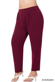 LEG-98  {Never Wander Far} Burgundy Pleated Dress Pants PLUS SIZE 1X 2X 3X