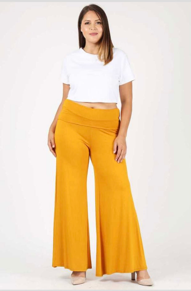 LEG-E  {Fly Girl} Mustard Wide Leg Banded Pant PLUS SIZE 1X 2X 3X