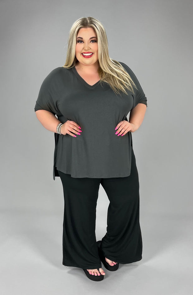 19 SSS-A {Feeling Carefree} ASH GREY Solid Top Plus 1X, 2X, 3X