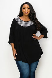 21 CP-C {Regret Nothing} Black/Ivory Print Top SALE!!! CURVY BRAND!!! EXTENDED PLUS SIZE 4X 5X 6X