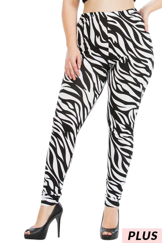 BIN 99 {Zebra Run} Zebra Print Leggings PLUS SIZE 1X 2X 3X