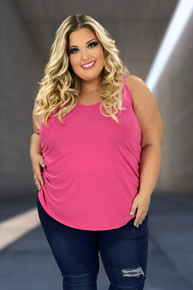 TANK {Beautiful Things} Fuchsia V-Neck Tank Top  PLUS SIZE 1X 2X 3X