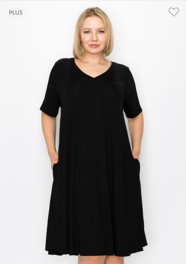 69 SSS-A {Lovely Tonight} Black V-Neck Dress PLUS SIZE 1X 2X 3X