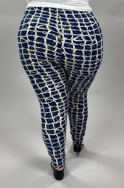 BIN 98 {Incredible Design} Navy Print Leggings EXTENDED PLUS SIZE 3X/5X