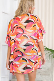 78 OT-A Happiness Is A Choice) Fuchsia Print Kimono PLUS SIZE XL 2X 3X