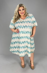 99 PSS-Q {Gettin Ziggy} Lt. Sage Printed V-Neck Dress EXTENDED PLUS SIZE 3X 4X 5X