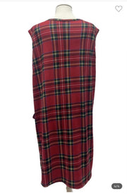 97 OT-Z {Aware Of Love} Red Plaid Vest W/Pockets EXTENDED PLUS SIZE 3X 4X 5X