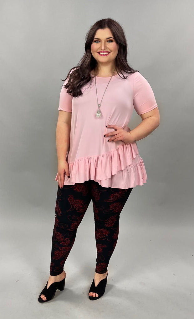 64 SSS-F {Spring Crush} ***FLASH SALE*** PINK Tunic with Ruffle Detail PLUS SIZE 1X 2X 3X