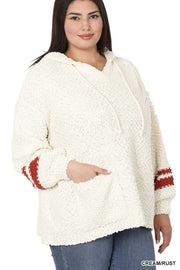 40 HD-E {Give It A Whirl} Ivory Knit Hoodie w/Pocket SALE!! PLUS SIZE 1X 2X 3X