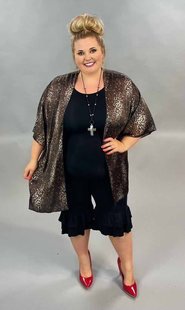 71 OT-F {Full Speed Ahead} Brown Leopard Print Kimono Plus Size 1X 2X 3X