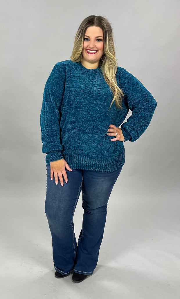 21 SLS-B {Feeling Cozy} Teal Bubble Sleeve Sweater PLUS SIZE 1X 2X 3X