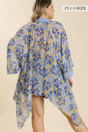 42 OT-B {Falling Away} Umgee  SALE!! Sky Blue Floral Kimono PLUS SIZE XL/1X  1X/2X