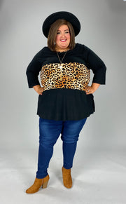 29 CP-B{Form Of Greatness} Black Animal Contrast Top SALE!!  EXTENDED PLUS SIZE 3X 4X 5X