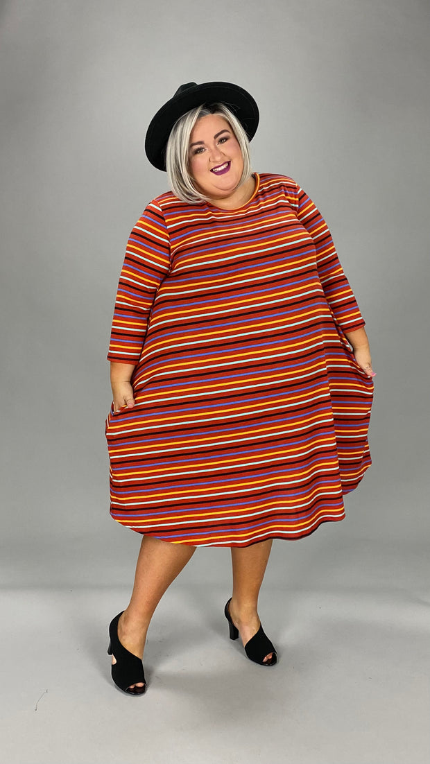 26 PQ-Z {Handling Business} Red Striped Dress EXTENDED PLUS SIZE 3X 4X 5X