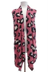 93 OT-N {Downtown} Red Leopard Print Vest EXTENDED PLUS SIZE 3X 4X 5X