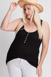 60 SV-P  {Can You Feel It} Black Ribbed Tank Top PLUS SIZE 1X 2X 3X