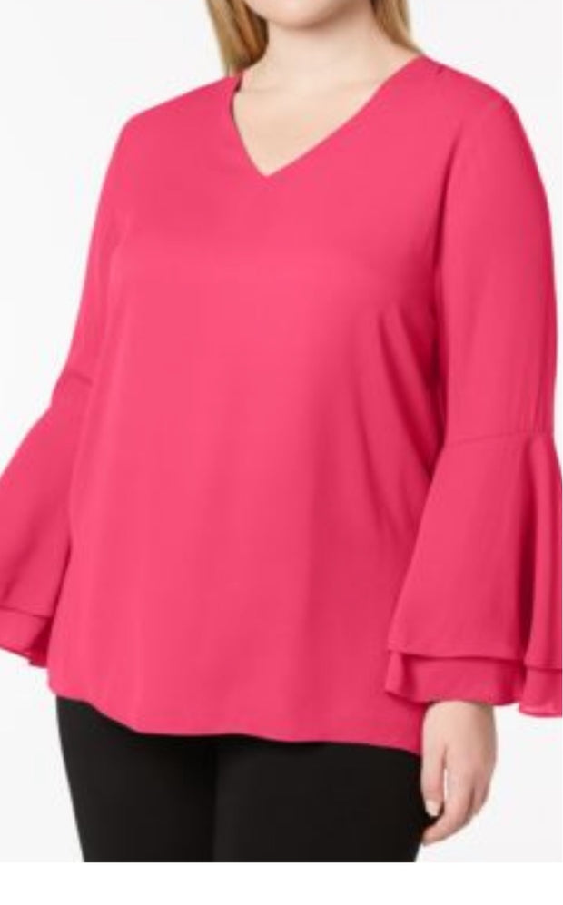 PLS-A  M-109  {Alfani} Fuchsia Ruffled Top Retail 75.50 PLUS SIZE 14W***FLASH SALE***