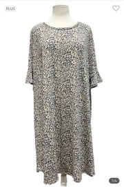 34 PSS-D {Be The Drama} Taupe Leopard Print Dress EXTENDED PLUS SIZE 3X 4X 5X *** FLASH SALE***