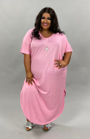 LD-Z {Bubblegum} Pink V-Neck Soft Knit Maxi Dress PLUS SIZE 1X 2X 3X SALE!!!!