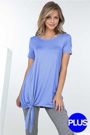 50 SSS-B (Cute & Sassy) Blue Tunic with Tie Knot Detail 1X 2X 3X Plus Size  SALE!!!