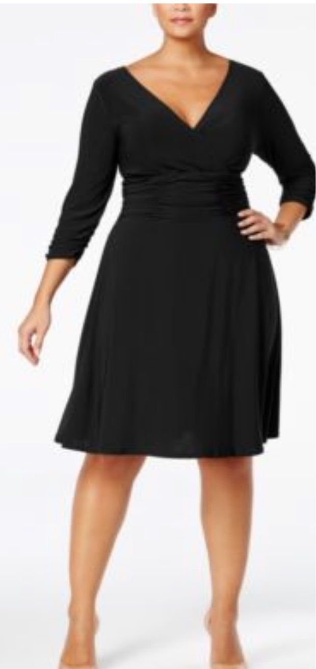 LD-F M-109  {NY Collection} Black Ruched Dress Retail €70.00 PLUS SIZE 1X