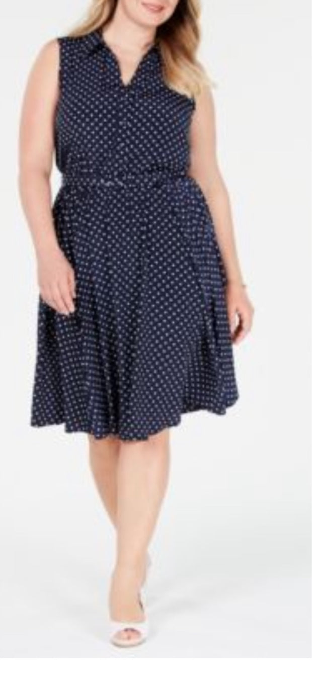 LD-D M-109 {Charter Club} Navy Polka Dot Dress Retail $99.50 PLUS SIZE 16W