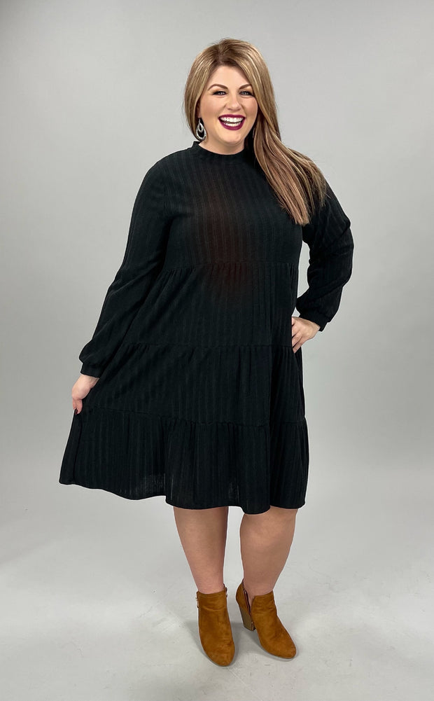 12 SLS-C {Racing Into Fall} BLACK Multi-Tiered Dress PLUS SIZE 1X 2X 3X