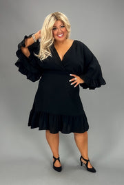 45  SQ-A {No Bad Days} Black V-Neck Lined Dress PLUS SIZE XL 1X 2X