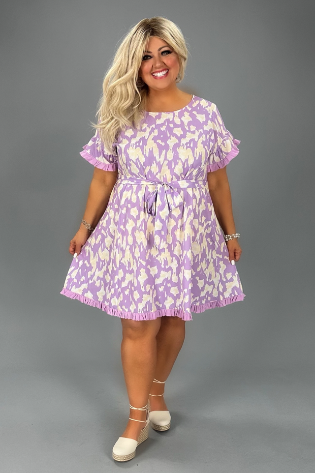 24 PSS-Y {Enjoy The Season} Umgee Lavender Print Dress PLUS SIZE XL 1X 2X