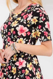 LD-V {Floating Garden} Black Floral Babydoll****SALE*** Maxi Dress PLUS SIZE 1X 2X 3X