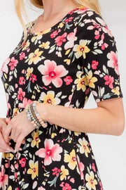 LD-V {Floating Garden} SALE!! Black Floral Babydoll Maxi Dress PLUS SIZE 1X 2X 3X