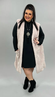 59 OT-D {A Step Around} SALE!!! Pink Sherpa Long Vest PLUS SIZE 1X 2X 3X