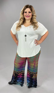 BT-B {Cool Vibes} Multi-Color Palazzo Pants SALE!!  PLUS SIZE 1X 2X 3X