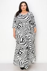 LD-K {Test The Water} Black/Ivory Zebra Print Maxi Dress CURVY BRAND!!!  EXTENDED PLUS SIZE 4X 5X 6X
