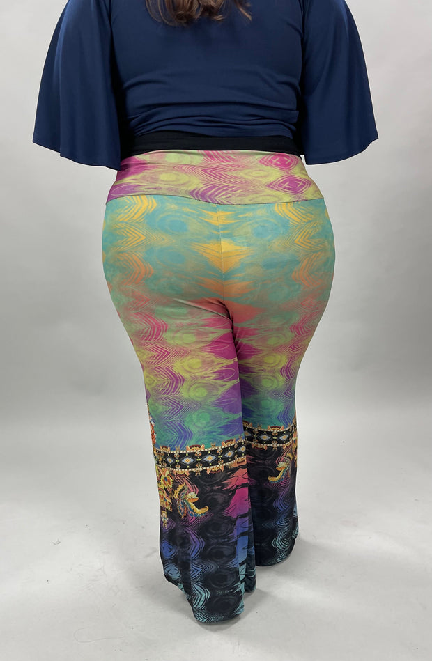 BT-B {Cool Vibes} Multi-Color Palazzo Pants PLUS SIZE 1X 2X 3X