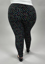 LEG-34 {Party Dots} Multi Colored Dot Print Leggings EXTENDED PLUS SIZE