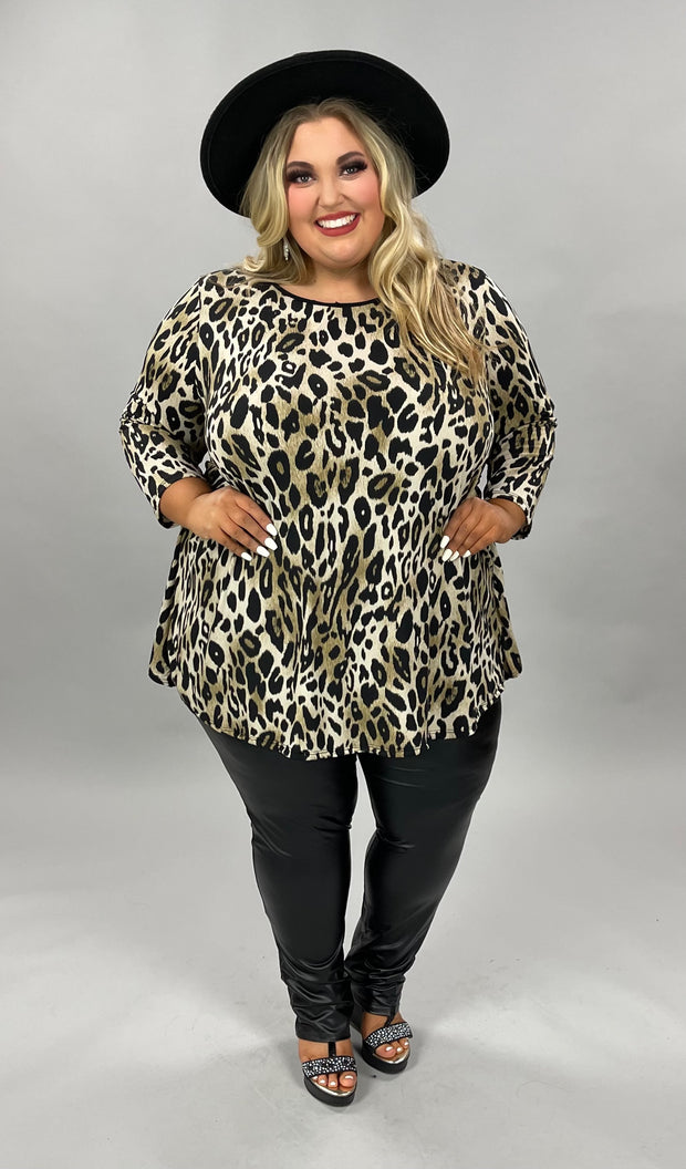 18 PQ-B {Front 2 Back} Leopard Print/Black Top CURVY BRAND!!  EXTENDED PLUS SIZE 3X 4X 5X 6X