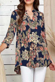 35 PQ-R {Eye On The Prize}  SALE!! Navy Floral V-Neck Tunic PLUS SIZE XL 2X 3X