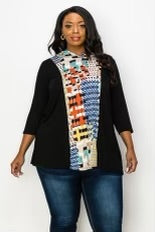 34 HD-N {Rock The Runway} Black/Mulit-Color Print Hoodie CURVY BRAND!!!  EXTENDED PLUS SIZE 4X 5X 6X