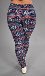 LEG 99 Blueberry/Frost Snowflake Printed Leggings PLUS SIZE