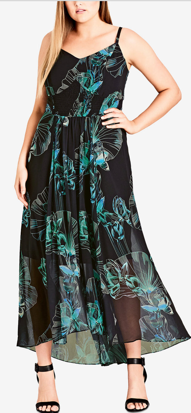 LD-Z  M-109 {City Chic} Black Floral Sundress Retail €119.00